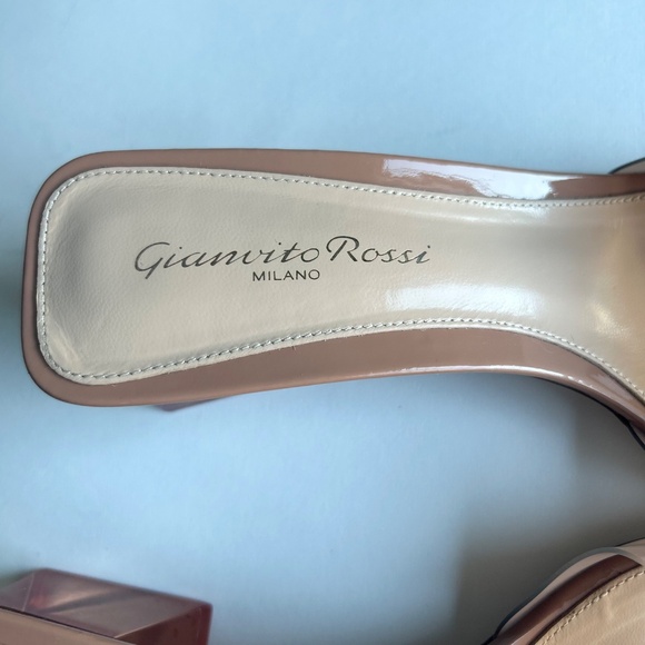 Gianvito Rossi Cream Jelly Plastic Square Toe Heeled Sandals size EUR 37.5, US 7 - Picture 10 of 14